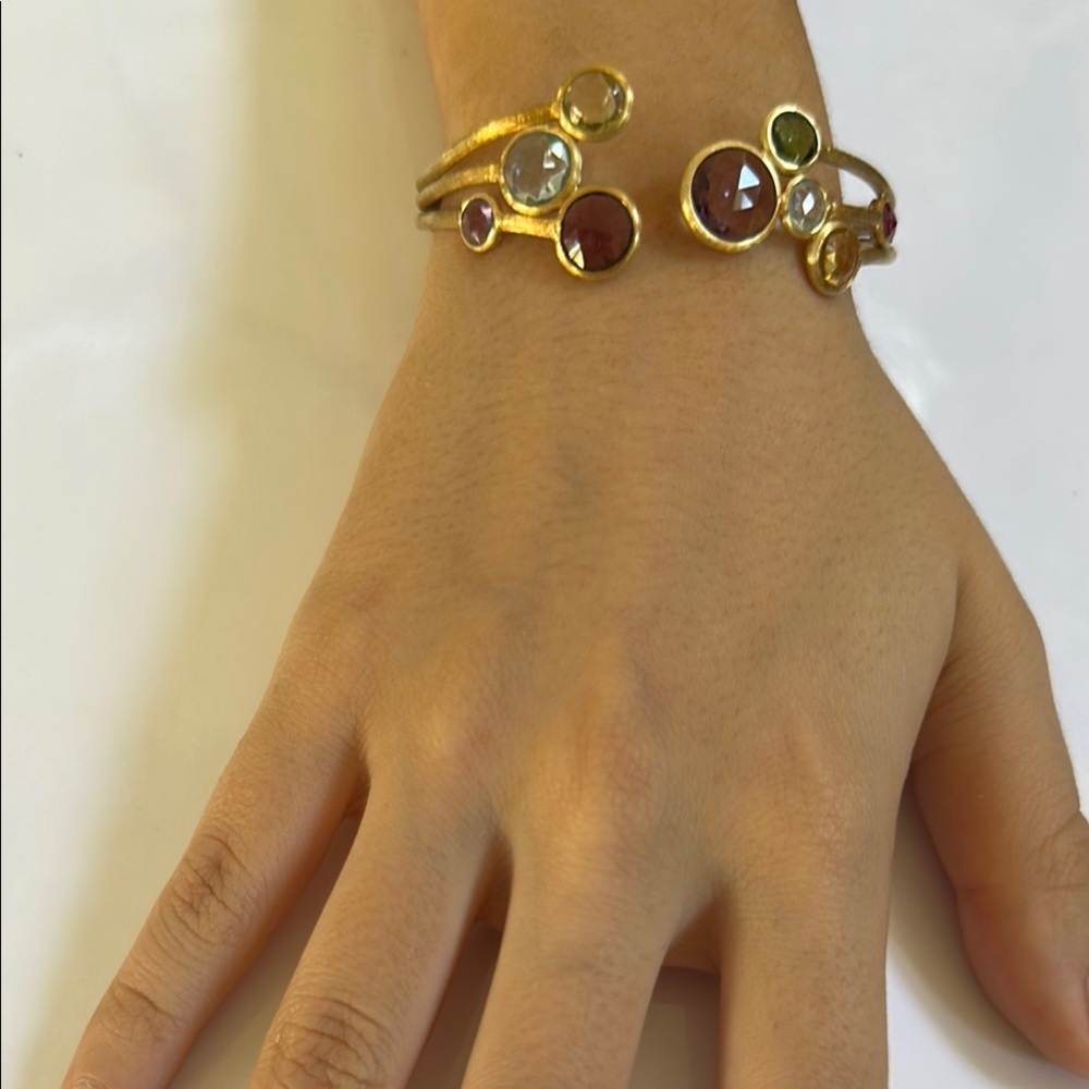 Marco Bicego 18k gold JAIPUR Color Gemstone cuff Bracelet​ ⭐️ - Picture 5 of 15